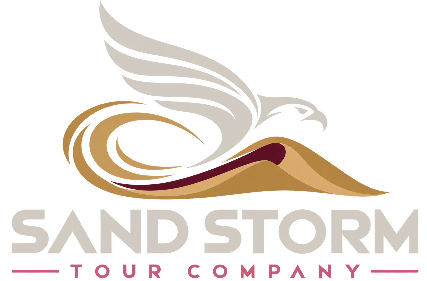 SandStorm Tour Company logo — falcon over a dune, for dark backgrounds