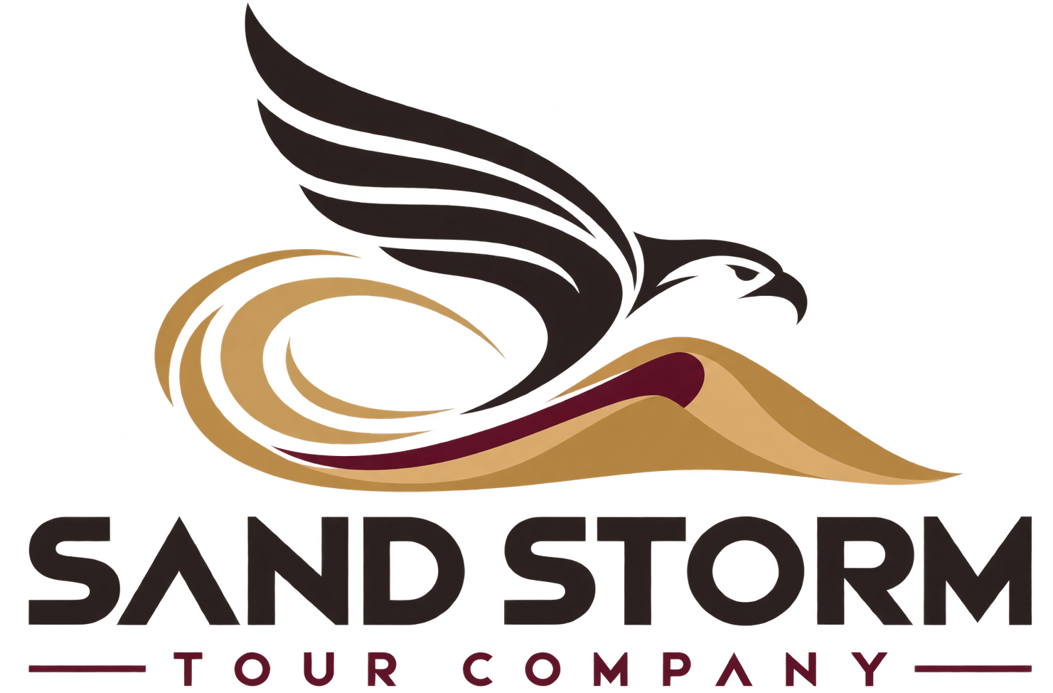 SandStorm Tour Company logo — falcon over a dune, for light backgrounds