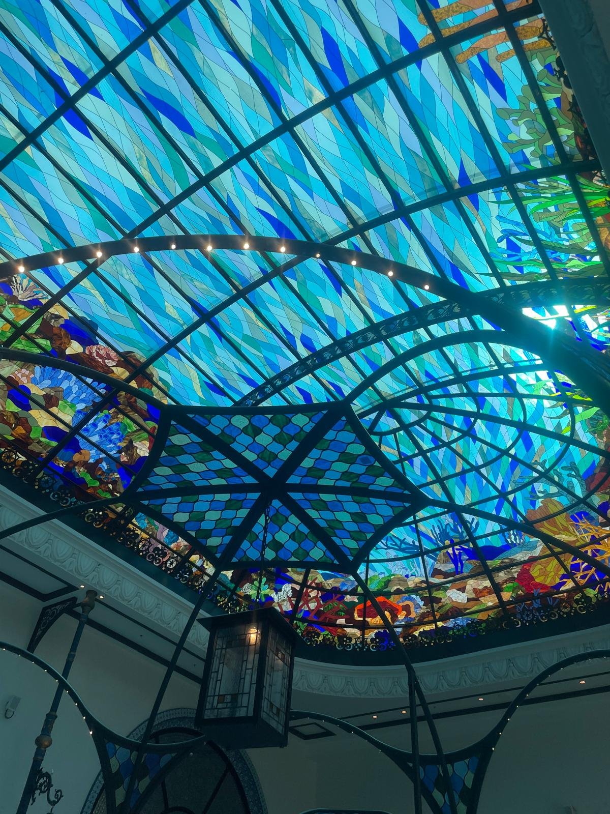 Stained glass ceiling in a heritage building in Doha
